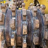 Batch of compactor wheels in for refurbishment
